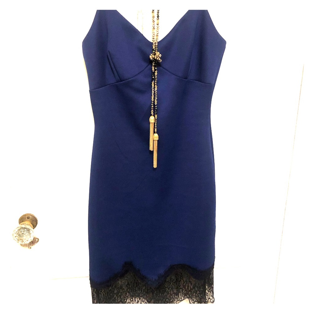 Blue and black lace dress